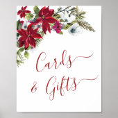 Elegante rode poinsettia Kaarten en geschenken bru Poster (Voorkant)