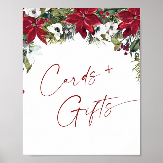 Elegante rode poinsettia Kaarten en geschenken bru Poster (Voorkant)