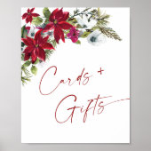 Elegante rode poinsettia Kaarten en geschenken bru Poster (Voorkant)
