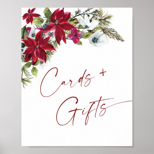 Elegante rode poinsettia Kaarten en geschenken bru Poster (Voorkant)