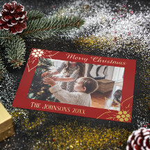 Elegante Rode Poinsettia Kerst Foto