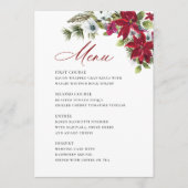 Elegante Rode Poinsettia Kerst Huwelijk Menu (Voorkant)