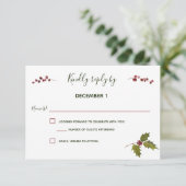 Elegante Rode Poinsettia Kerst Huwelijk RSVP (Staand voorkant)