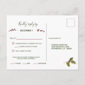 Elegante Rode Poinsettia Kerst Receptie RSVP Uitnodiging Briefkaart (Achterkant)