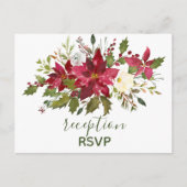 Elegante Rode Poinsettia Kerst Receptie RSVP Uitnodiging Briefkaart (Voorkant)