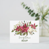 Elegante Rode Poinsettia Kerst Receptie RSVP Uitnodiging Briefkaart (Staand voorkant)