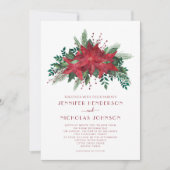 Elegante rode poinsettia Kerstbruiloft Kaart (Voorkant)