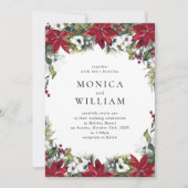 Elegante rode poinsettia Kerstbruiloft Kaart (Voorkant)