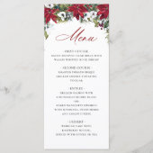 Elegante rode poinsettia Kerstbruiloft Menu (Voorkant)