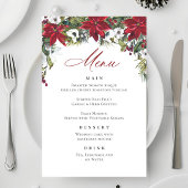 Elegante rode poinsettia kerstbruiloft menu
