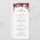 Elegante rode poinsettia kerstbruiloft menu kaart (Voorkant)
