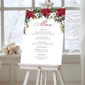Elegante rode poinsettia kerstbruiloft menu poster
