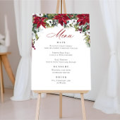 Elegante rode poinsettia kerstbruiloft menu poster