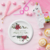 Elegante rode poinsettia Kerstbruiloft Papieren Bordje (Feest)