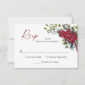 Elegante Rode Poinsettia Kerstbruiloft RSVP Kaartje (Voorkant)