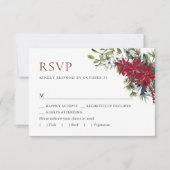 Elegante rode poinsettia Kerstbruiloft RSVP Kaartje (Voorkant)