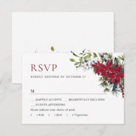 Elegante rode poinsettia Kerstbruiloft RSVP Kaartje