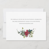 Elegante rode poinsettia Kerstbruiloft Save The Date (Achterkant)