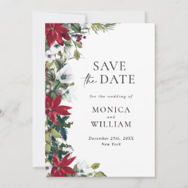 Elegante rode poinsettia Kerstbruiloft Save The Date