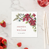 Elegante rode poinsettia Kerstbruiloft Servet (Insitu)