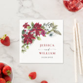 Elegante rode poinsettia Kerstbruiloft Servet (Insitu)