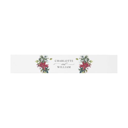 Elegante rode poinsettia Kerstbruiloft Uitnodigingen Wikkel (Vlak)