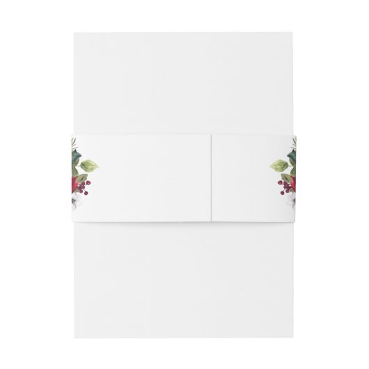 Elegante rode poinsettia Kerstbruiloft Uitnodigingen Wikkel (Achterkant Voorbeeld)