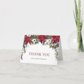 Elegante rode poinsettia kerstbruiloft winter bedankkaart (Voorkant)