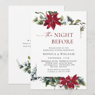 Elegante rode poinsettia kerstrepetitie diner kaart