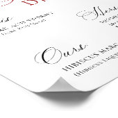 Elegante rode poinsettia mimosa bar bruiloft poster (Hoek)