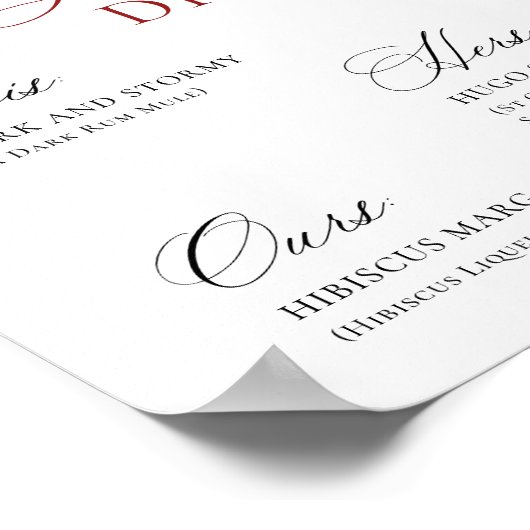 Elegante rode poinsettia mimosa bar bruiloft poster (Hoek)