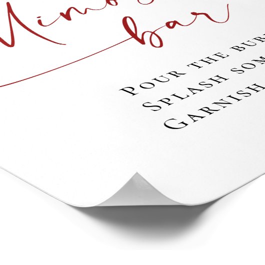 Elegante rode poinsettia mimosa bar bruiloft poster (Hoek)