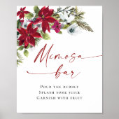 Elegante rode poinsettia mimosa bar bruiloft poster (Voorkant)