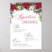 Elegante rode poinsettia mimosa bar bruiloft poster (Voorkant)