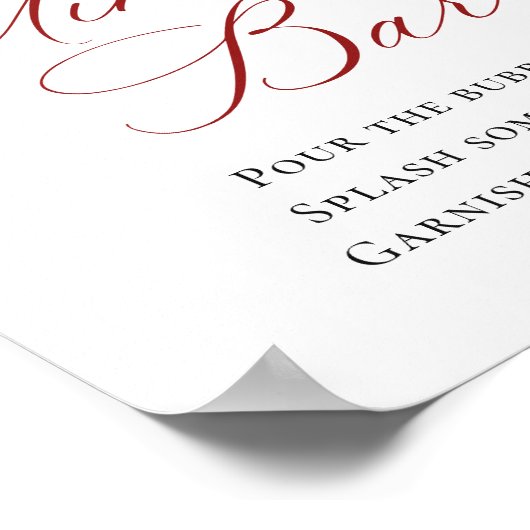 Elegante rode poinsettia mimosa bar bruiloft poster (Hoek)