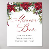Elegante rode poinsettia mimosa bar bruiloft poster (Voorkant)