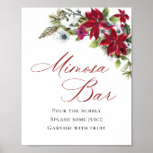 Elegante rode poinsettia mimosa bar bruiloft poster (Voorkant)