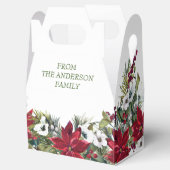 Elegante Rode Poinsettia Prettig Kerstfeest Bedankdoosjes (Geopend)