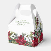 Elegante Rode Poinsettia Prettig Kerstfeest Bedankdoosjes (Voorkant Zijde)