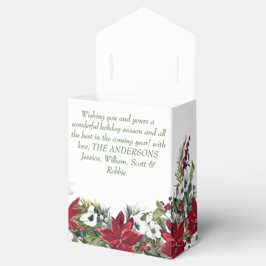 Elegante Rode Poinsettia Prettig Kerstfeest Bedankdoosjes (Geopend)