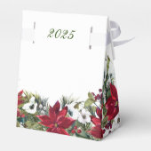 Elegante Rode Poinsettia Prettig Kerstfeest Bedankdoosjes (Achterkant)