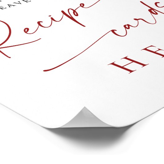 Elegante rode Poinsettia Recept Kaart Vrijgezellen Poster (Hoek)