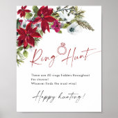 Elegante rode Poinsettia Ring Hunt Vrijgezellenfee Poster (Voorkant)