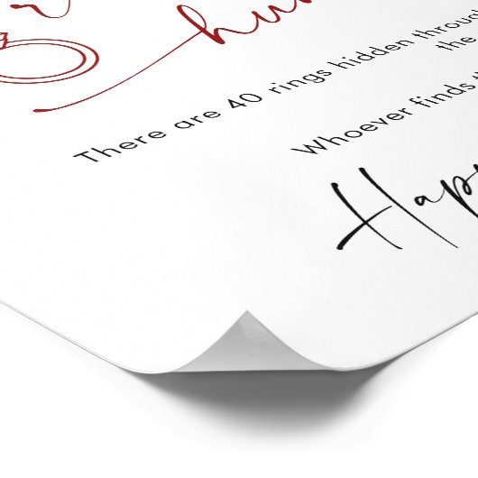 Elegante rode Poinsettia Ring Hunt Vrijgezellenfee Poster (Hoek)