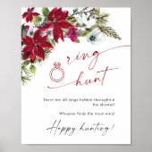 Elegante rode Poinsettia Ring Hunt Vrijgezellenfee Poster (Voorkant)