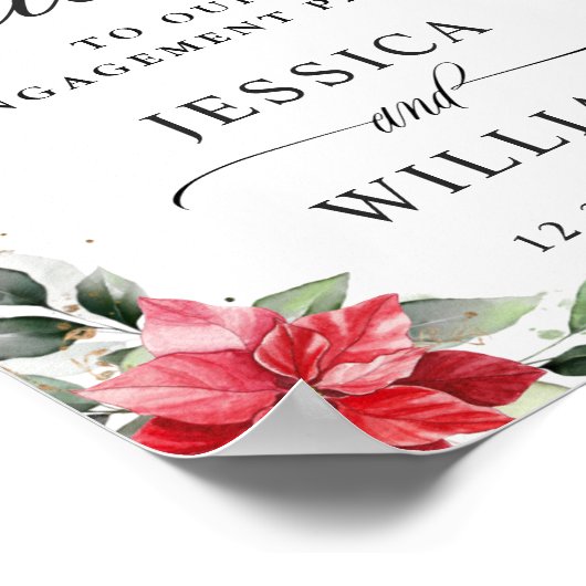 Elegante Rode Poinsettia VERLOVINGSPARTIJ Welkom Poster (Hoek)