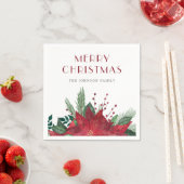 Elegante rode poinsettia Vrolijk Kerstfeest Servet (Insitu)