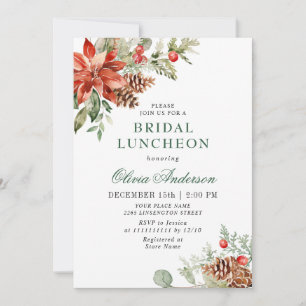 Elegante Rode Poinsettia Waterverf Bridal LUNCHEON Kaart