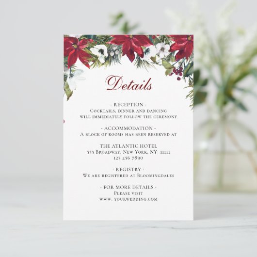 Elegante rode poinsettia Waterverf Details Informatiekaartje (Staand voorkant)