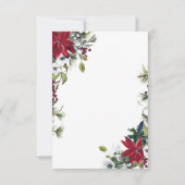 Elegante rode Poinsettia Waterverf Pine Fir Bruilo RSVP Kaartje (Achterkant)